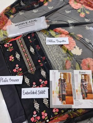 Noor e Azal 3 Piece Embroidered Lawn W-3