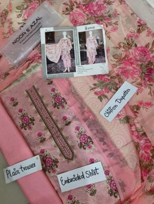 Noor e Azal 3 Piece Embroidered Lawn W-5