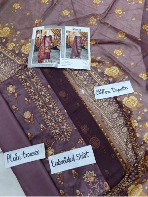 Noor e Azal 3 Piece Embroidered Lawn W-11
