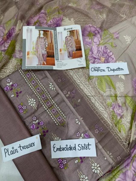 Noor e Azal 3 Piece Embroidered Lawn W-10