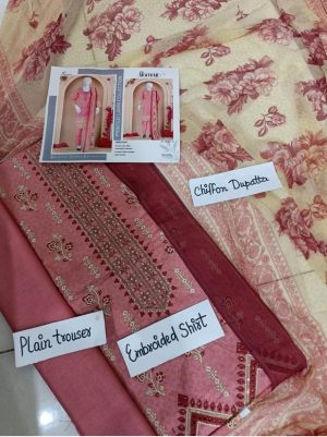 Noor e Azal 3 Piece Embroidered Lawn W-12