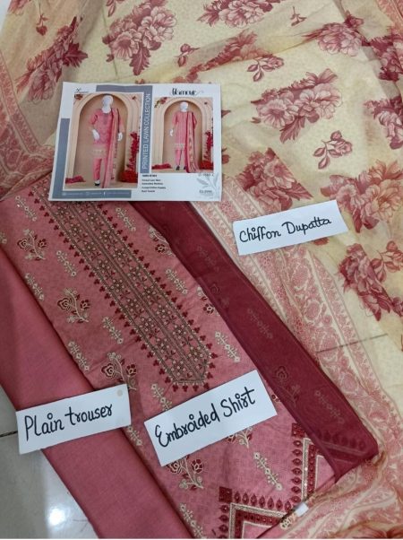 Noor e Azal 3 Piece Embroidered Lawn W-12