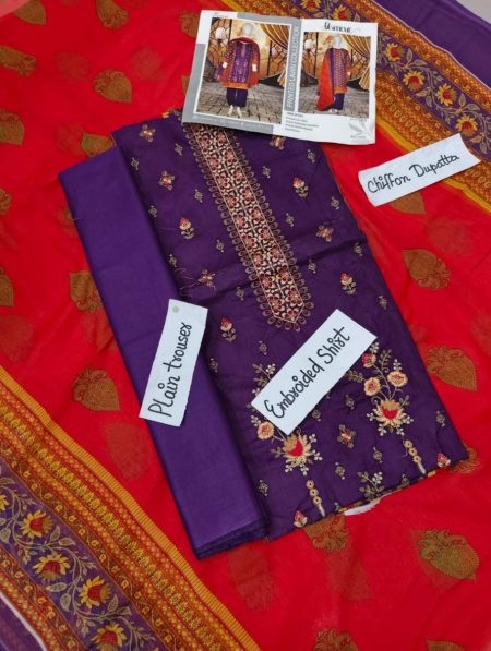 Noor e Azal 3 Piece Embroidered Lawn W-16