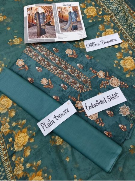 Noor e Azal 3 Piece Embroidered Lawn W-20