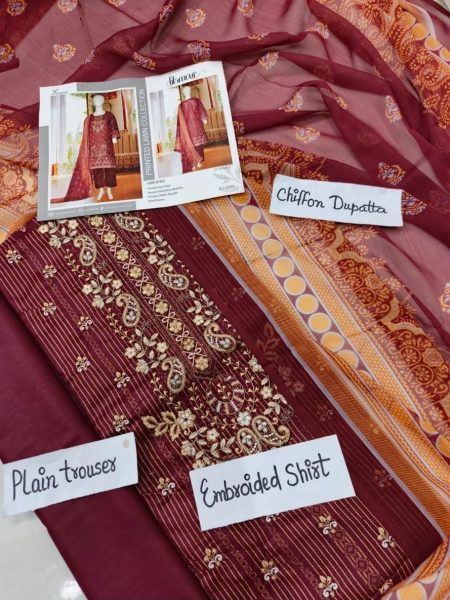 Noor e Azal 3 Piece Embroidered Lawn W-22