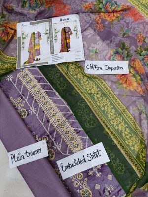 Noor e Azal 3 Piece Embroidered Lawn W-25