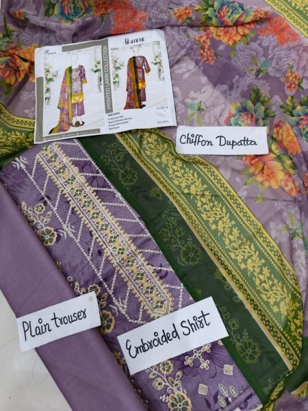Noor e Azal 3 Piece Embroidered Lawn W-25