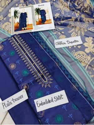 Noor e Azal 3 Piece Embroidered Lawn W-27